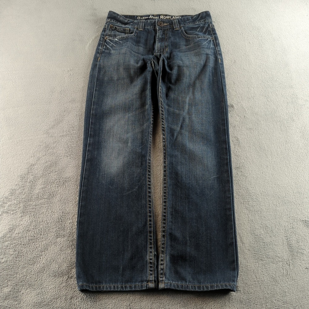 Vintage Y2K Guess Jeans Fits 32x30 Blue Faded Rowland Straight Wide Whiskers